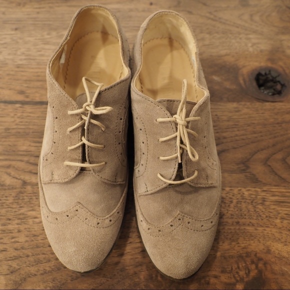 Julia Bo sz 35 US 5.5 tan suede wingtip derby shoes - Picture 6 of 15